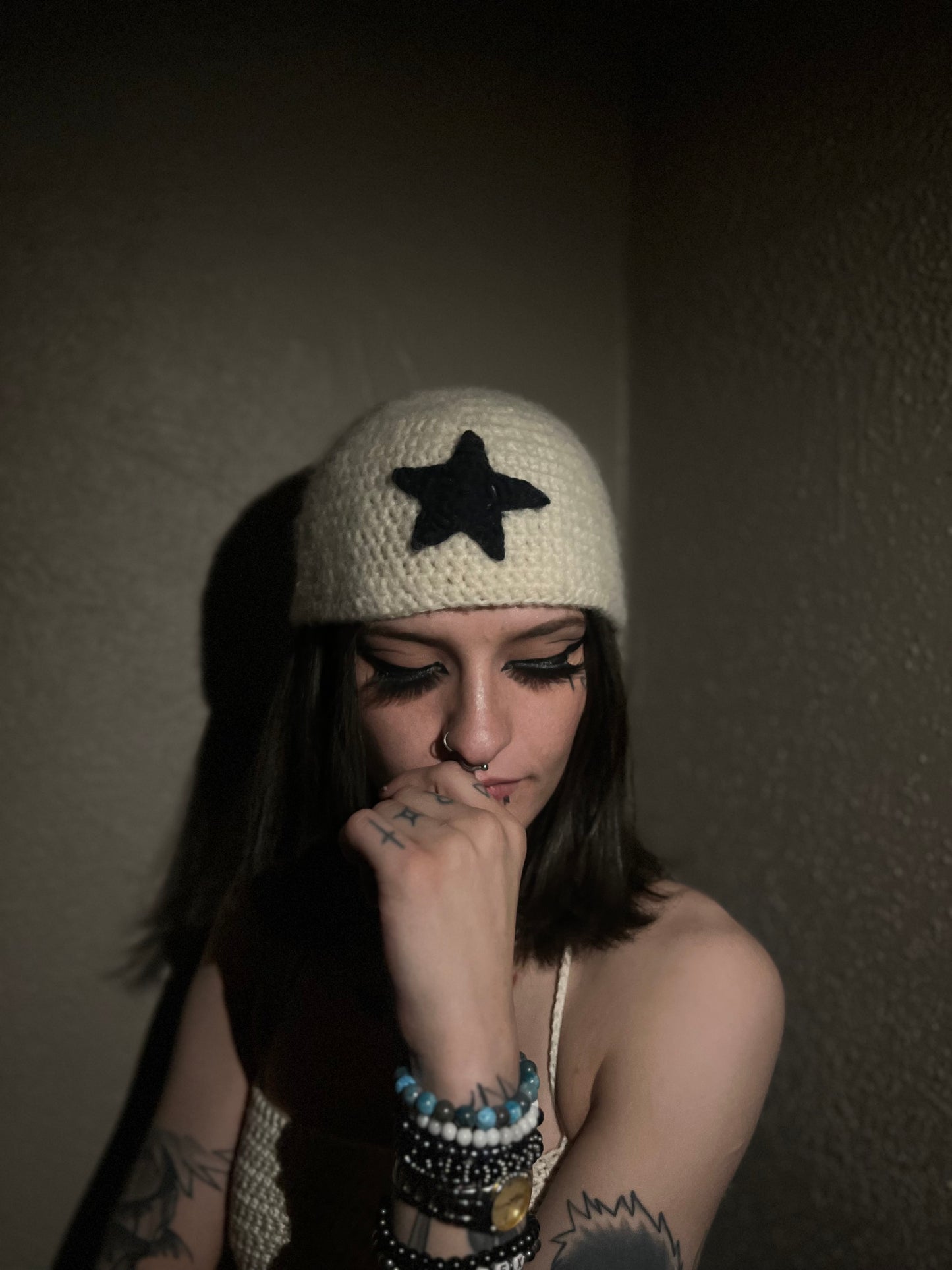 Fuzzy Wool Star Beanie
