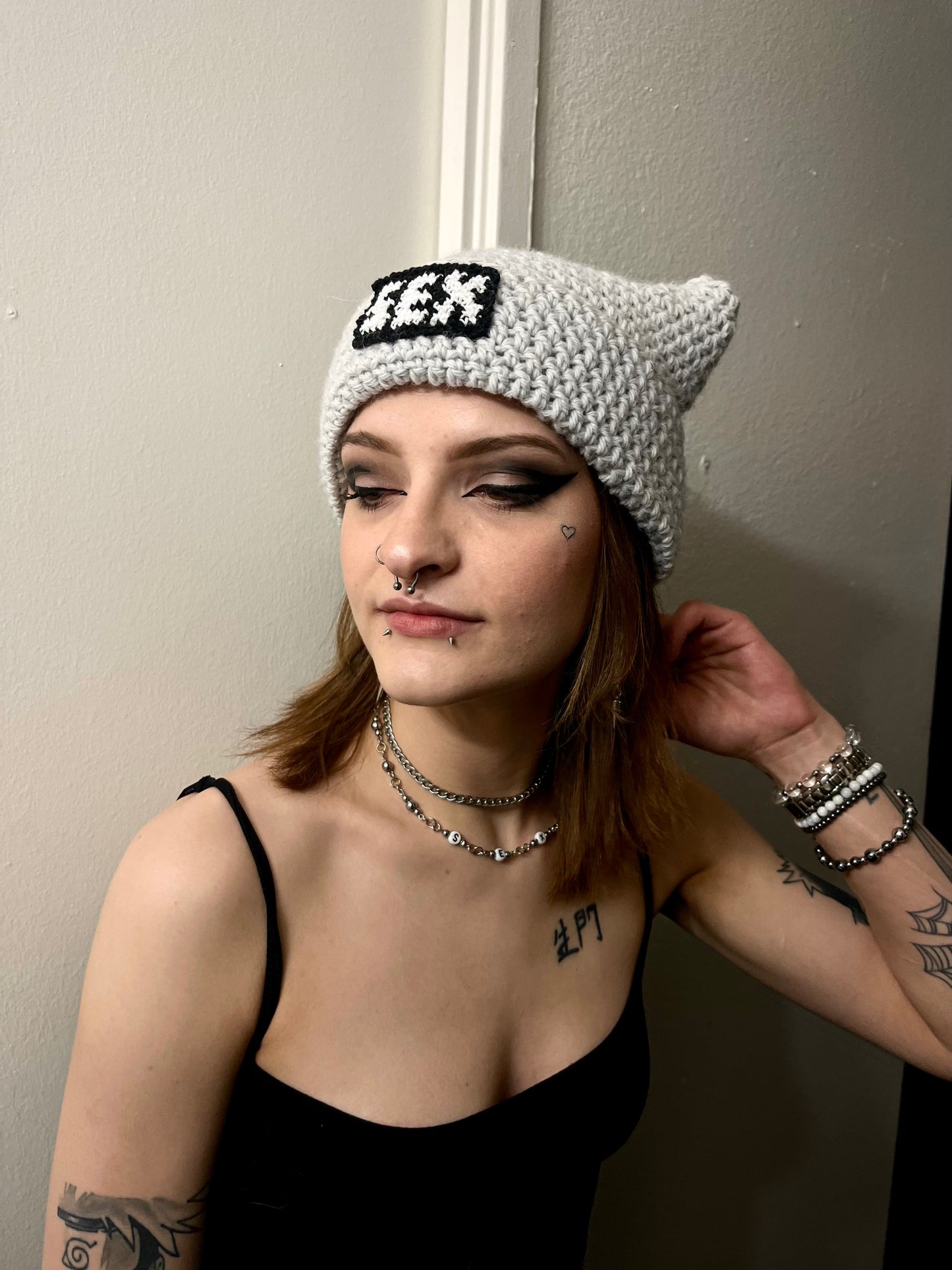 Crochet SEX wool Cat Ear Beanie