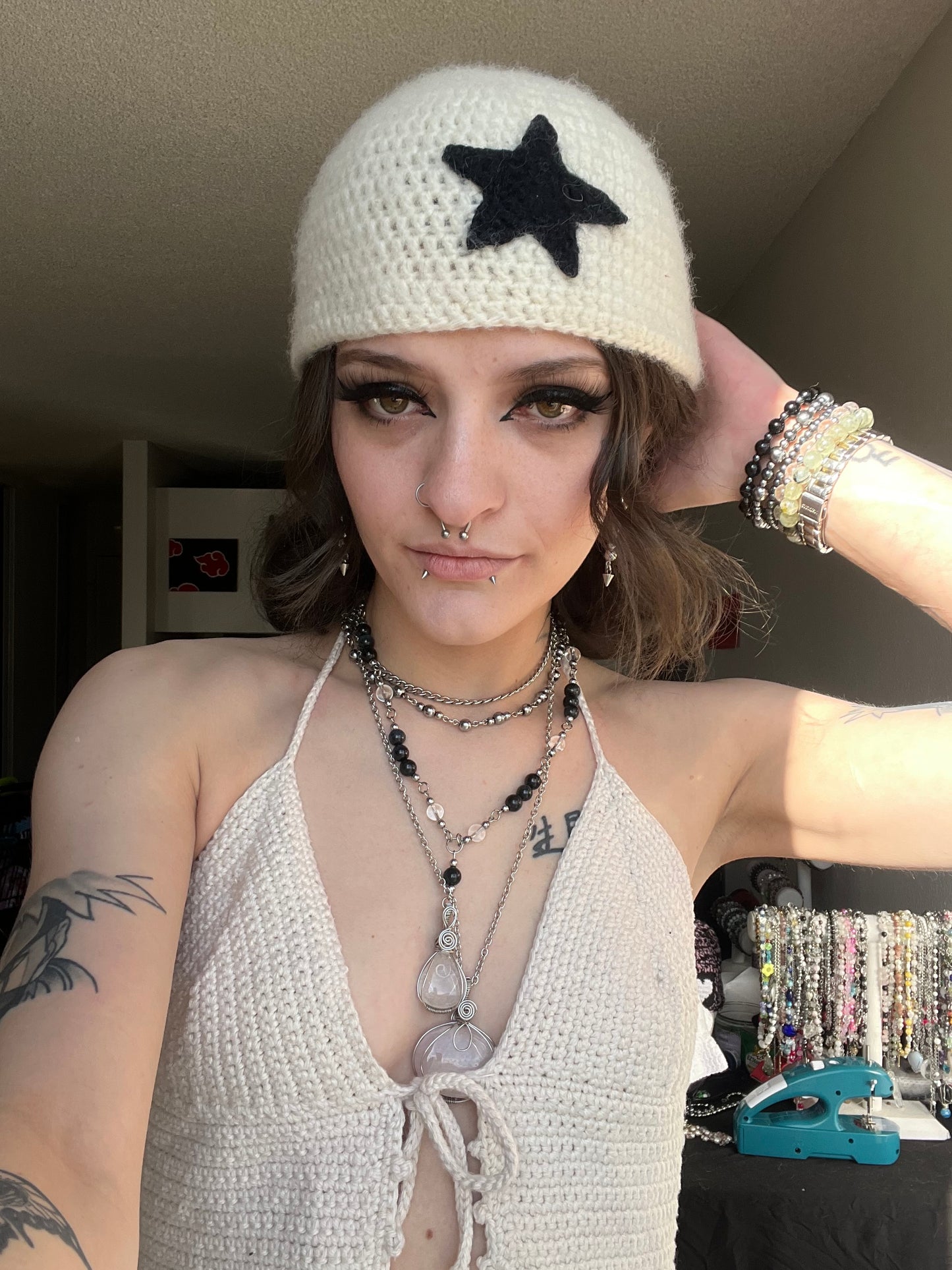 Fuzzy Wool Star Beanie