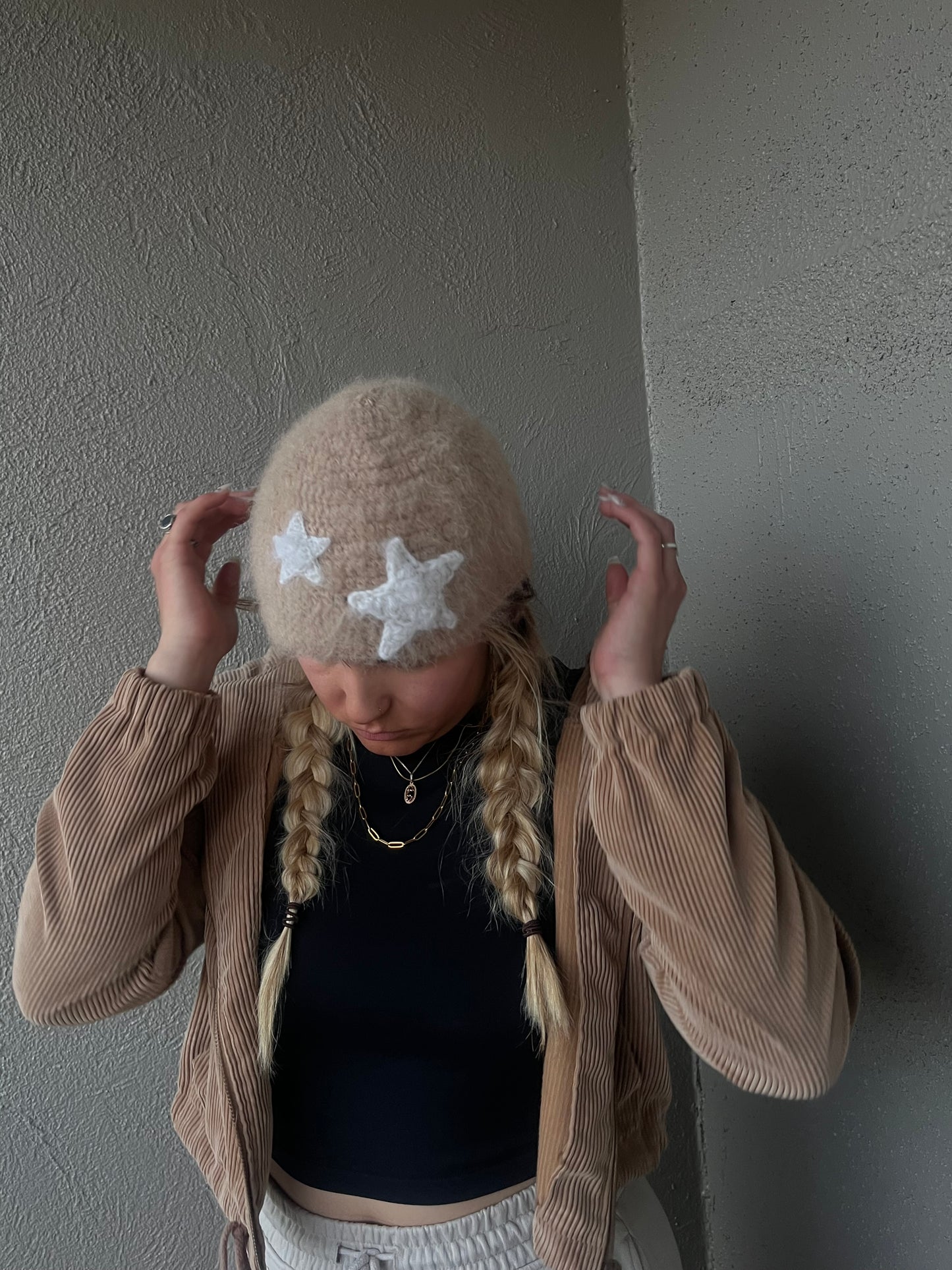 Fuzzy Wool Star Beanie