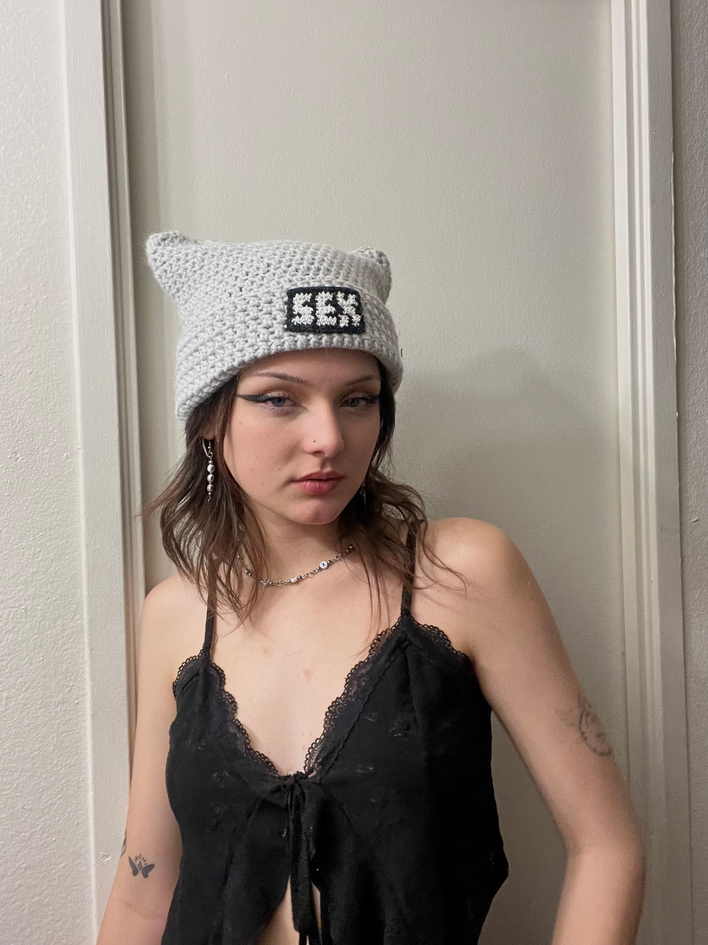 Crochet SEX wool Cat Ear Beanie