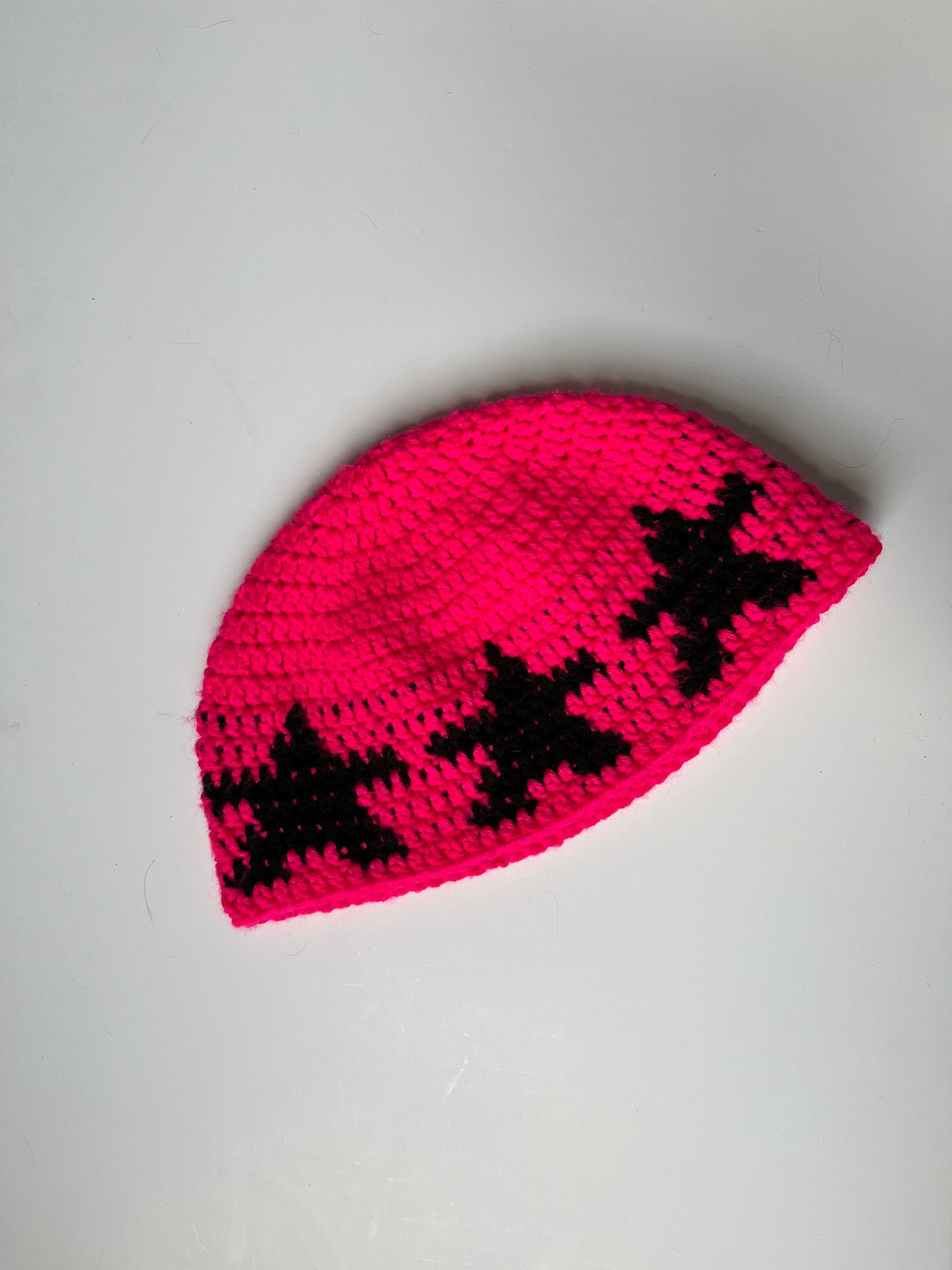 Hot Pink Star Crochet Beanie