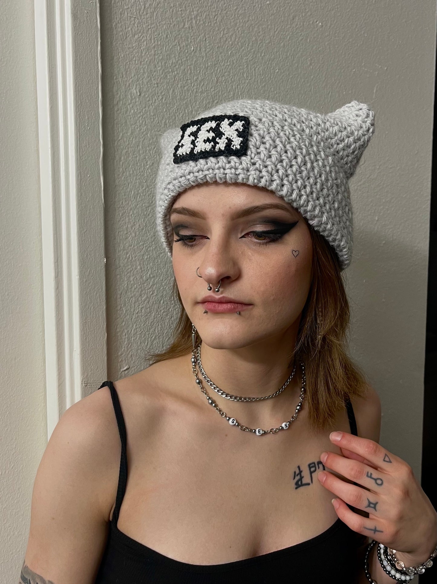 Crochet SEX wool Cat Ear Beanie