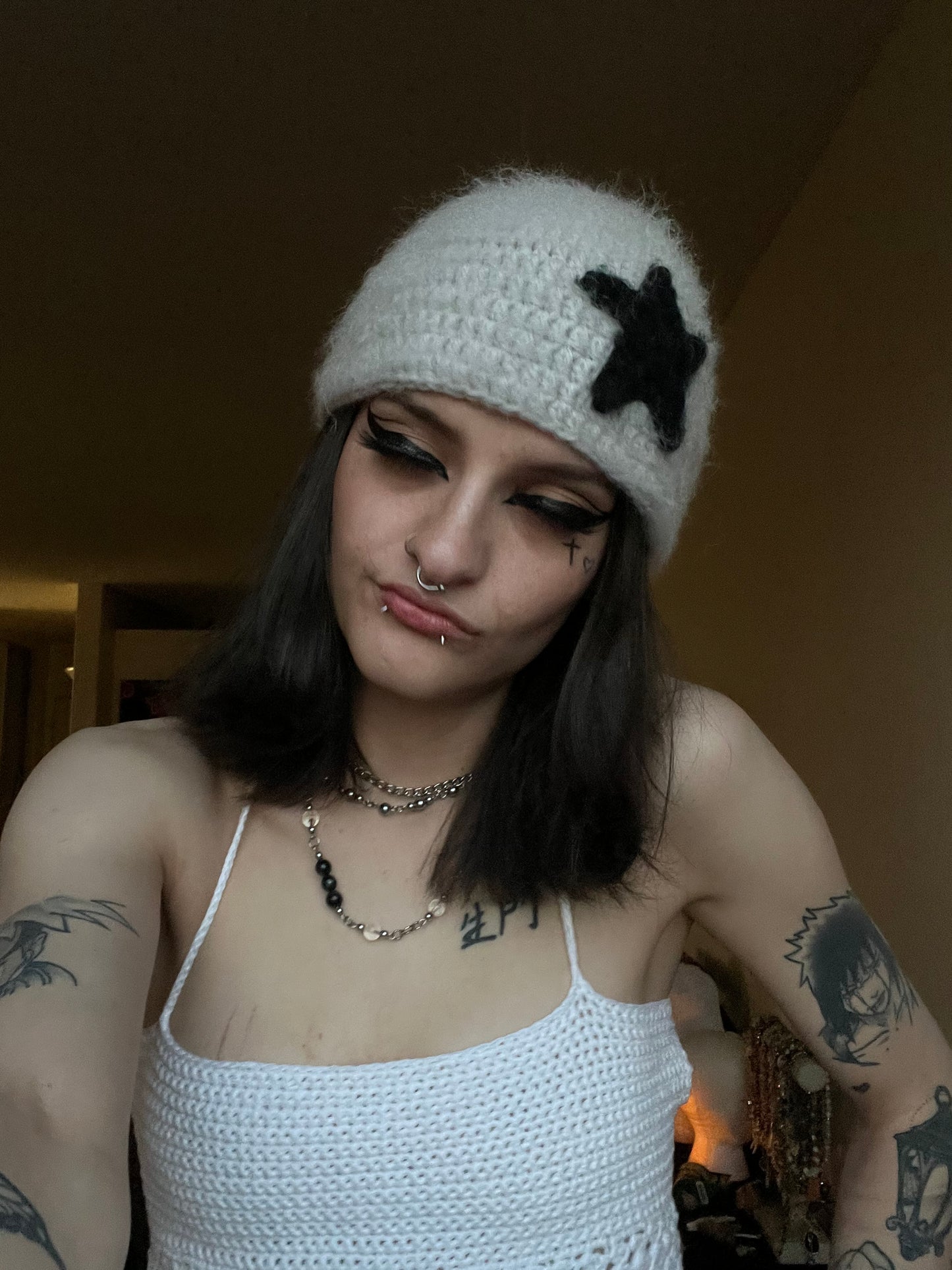 Fuzzy Wool Star Beanie