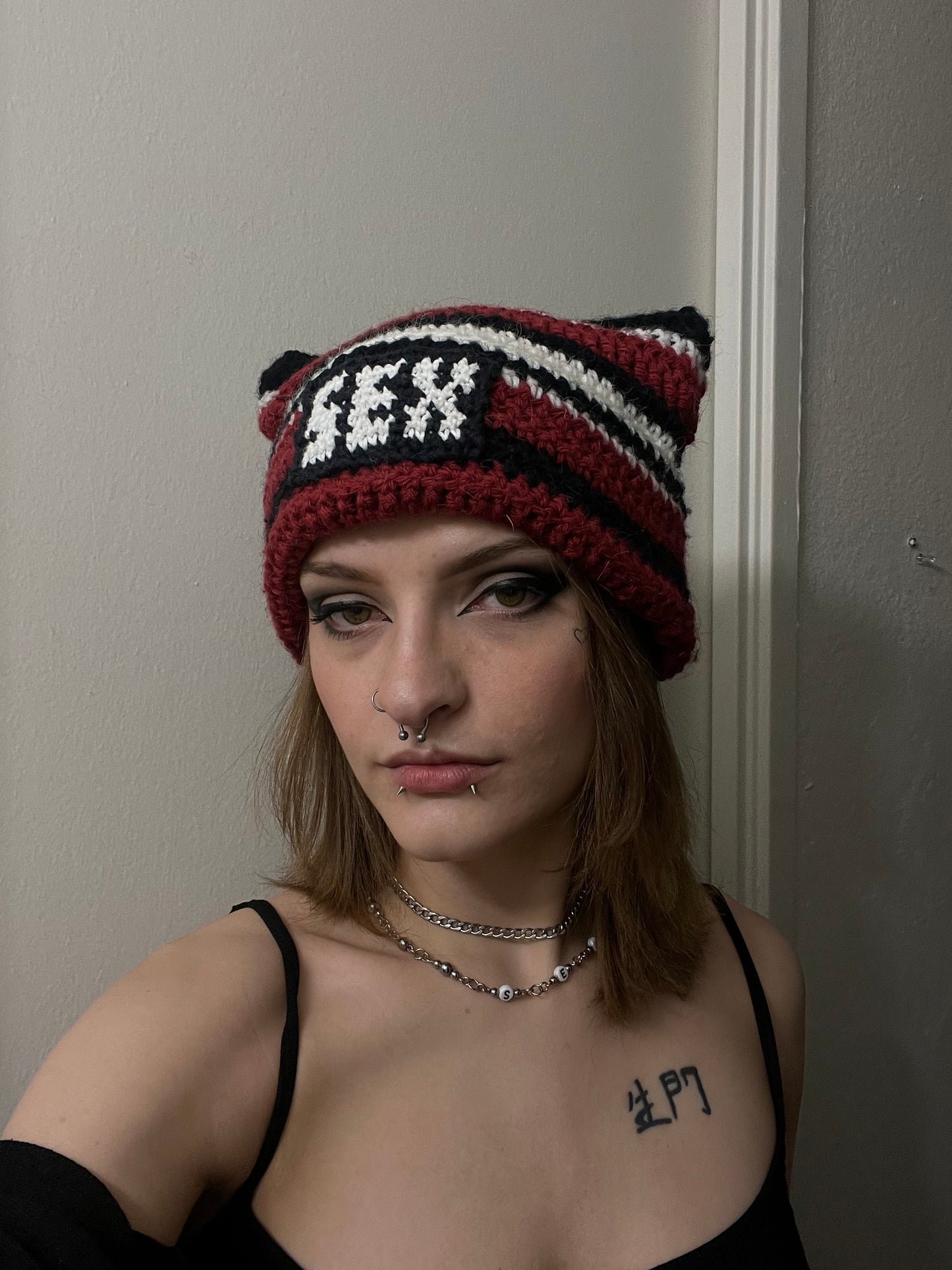 Wool Crochet SEX Cat Ear Beanie