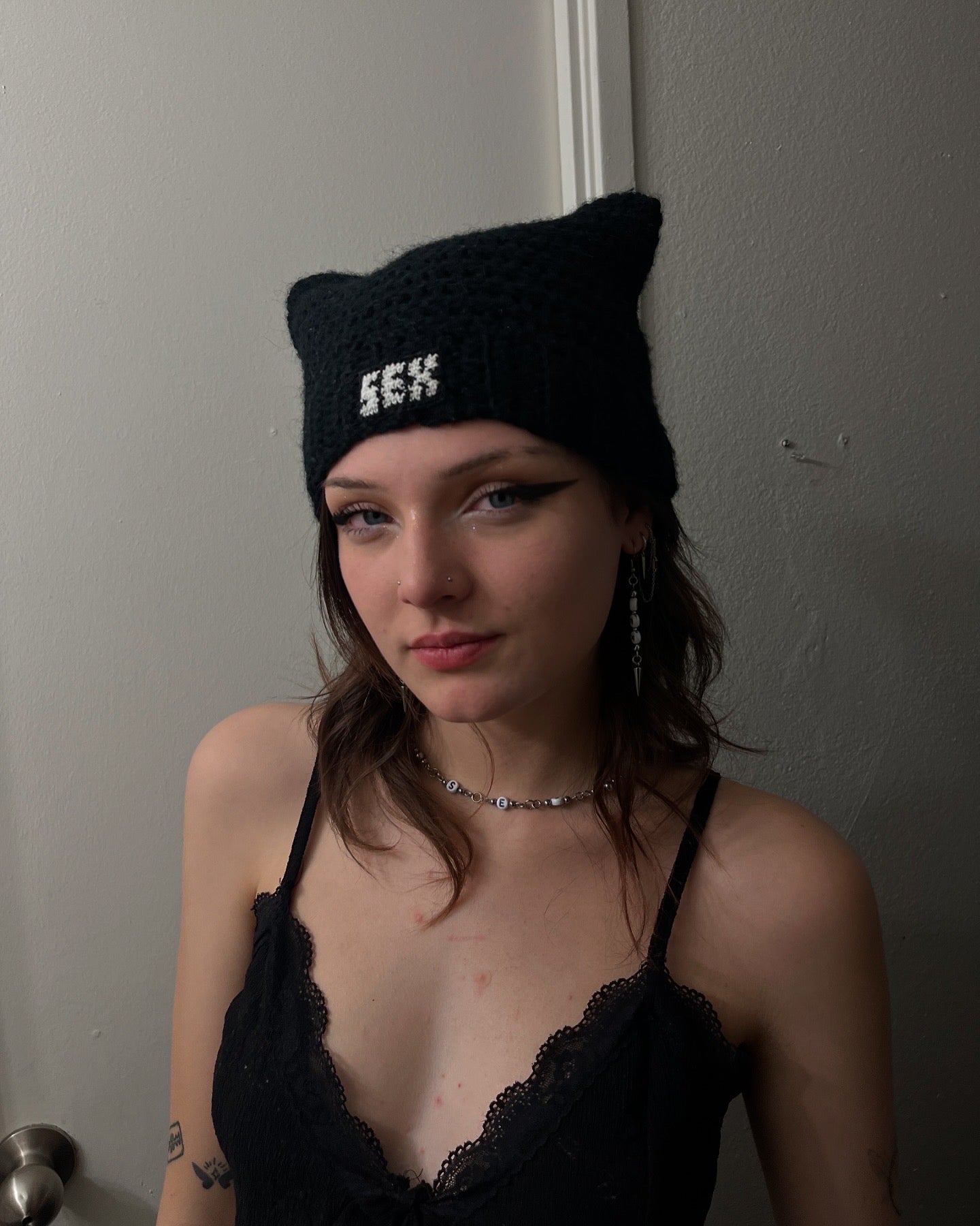 Crochet SEX Cat Ear Beanie