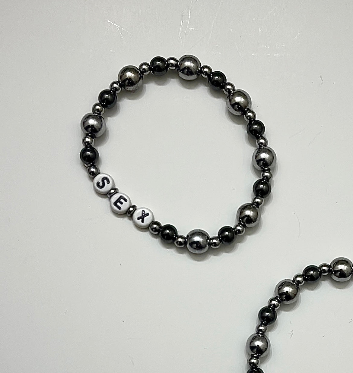 Hematite SEX! Beaded bracelet