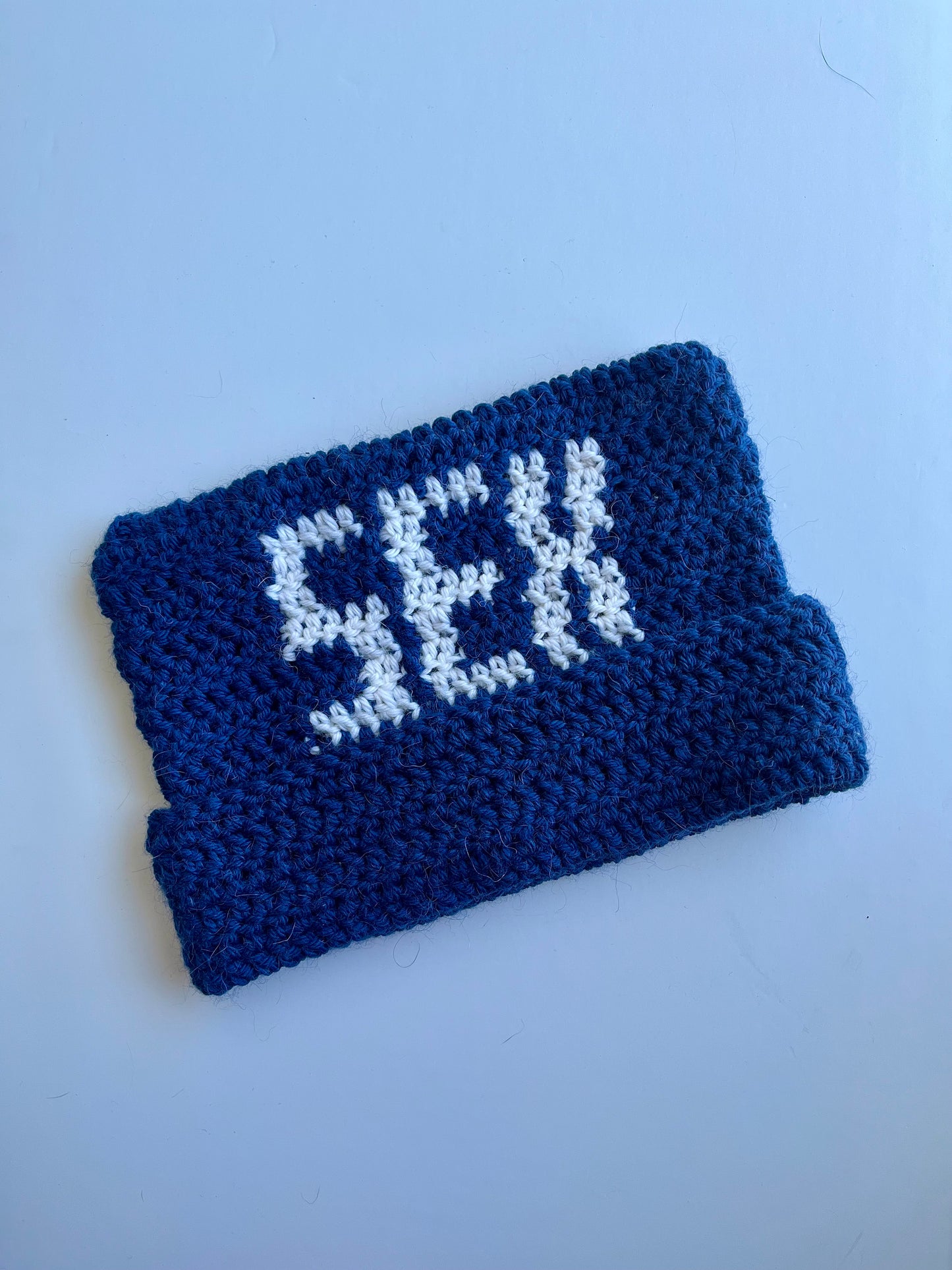 SEX Print Crochet Cat Ear Beanie