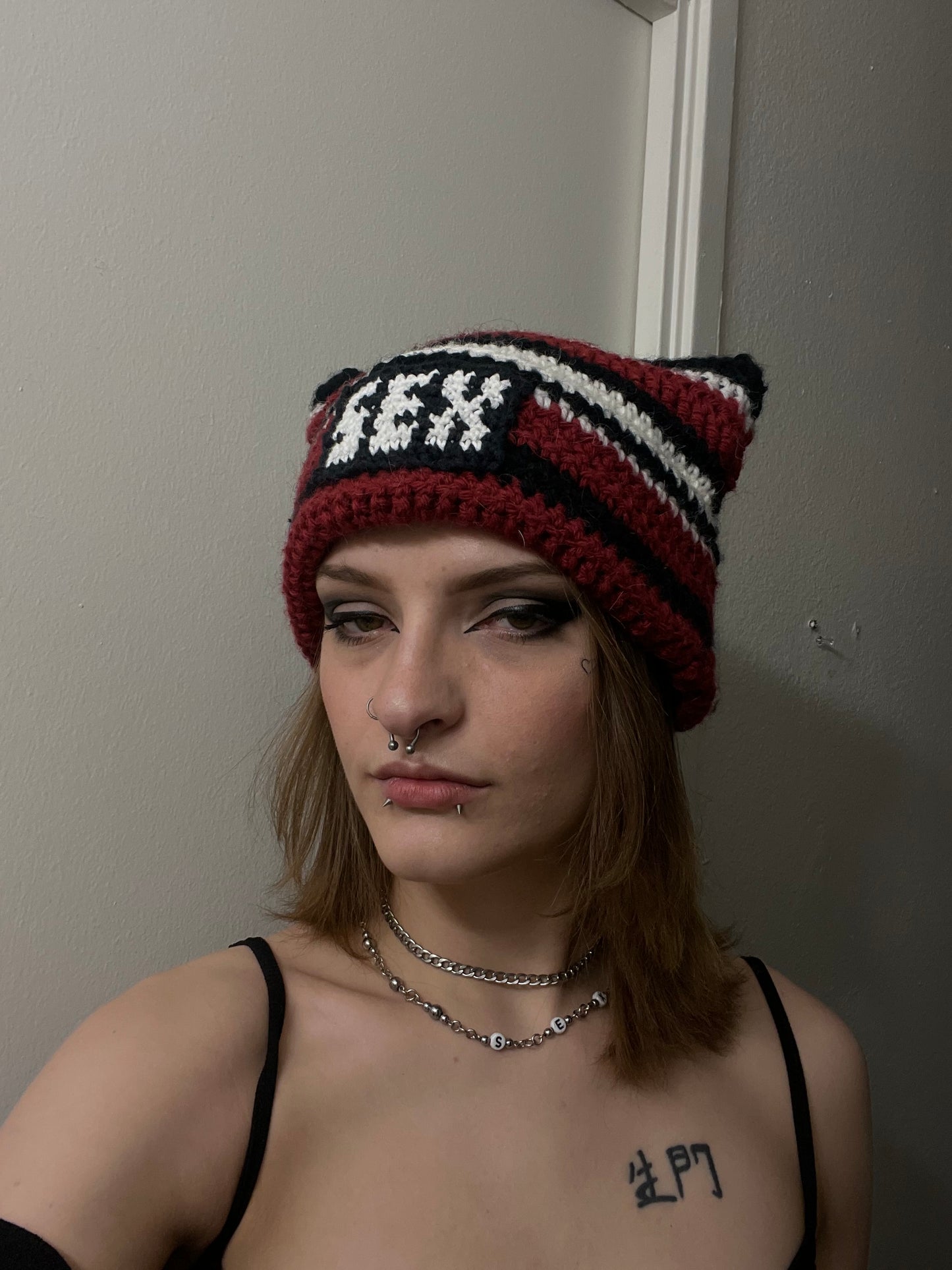 Wool Crochet SEX Cat Ear Beanie