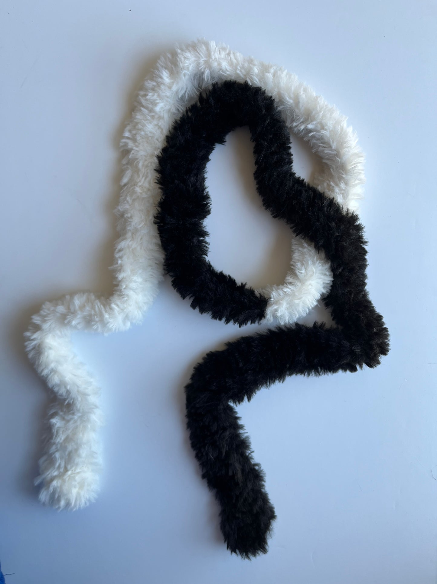 Black and White Faux Fur Scarf